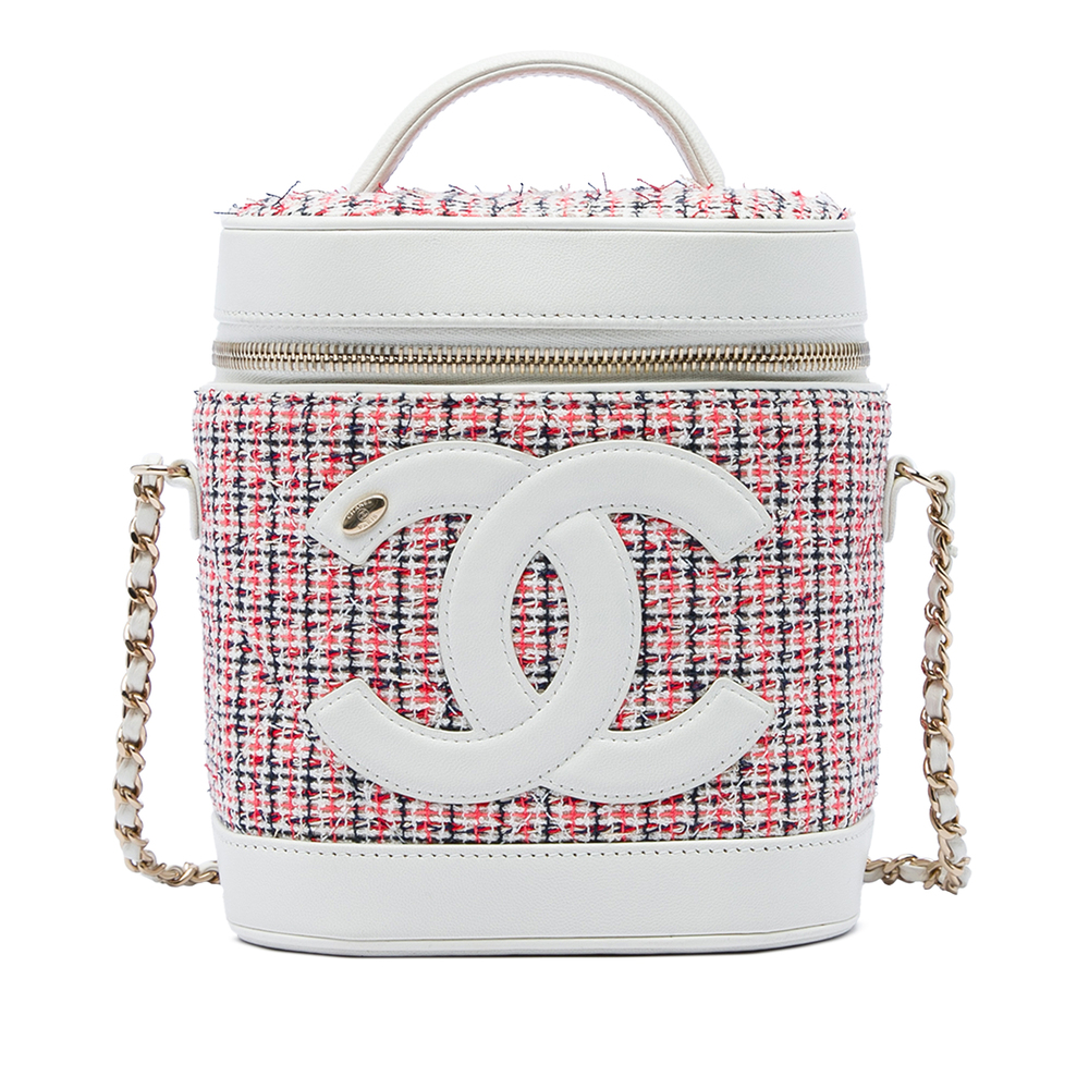 Pre-Loved Chanel Tweed and Lambskin CC Vanity Case